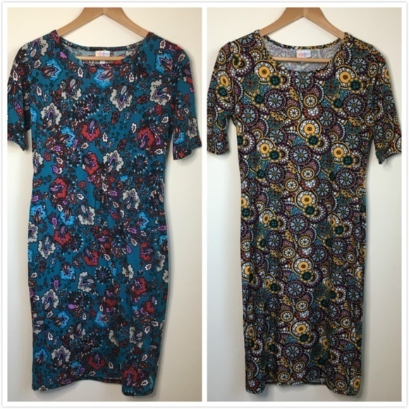 Bundle of 2 pc LuLaRoe‎ Julia Floral Print Dress Bodycon Short Sleeve Wom… - Picture 1 of 6